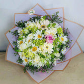 Elegant Spring Pastel Bouquet - Soft Green White & Pink Flowers